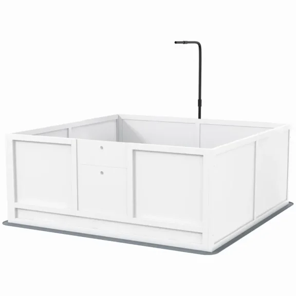 White 41" Spacious Dog Whelping Box with Pig Rail and Retractable Light Stand