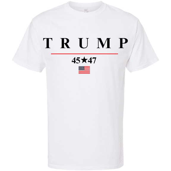 Trump 45-47 American Pride Printed Short Sleeve T-Shirt, Patriotic Political Support Trump Crewneck Shirt