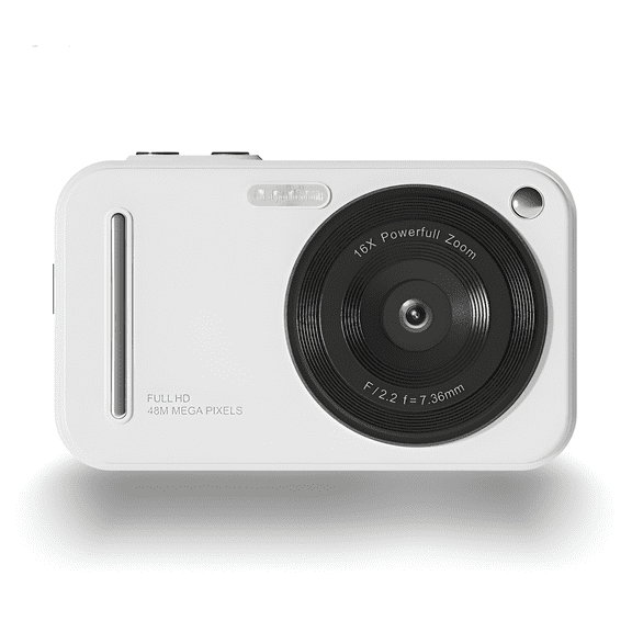White 48MP Digital Camera, 16X Zoom, AF Focus, Filters for Students & Daily Vlogging