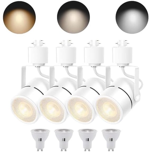 White 4PCS LED Track Lighting (No Rails) with Advanced Replaceable GU10 Bulbs, Switchable 3CCT(3000K/4000K/6000K) and Dimmable Brightness(20%-100%), Versatile Ceiling Spotlight Fixtures for Any Space
