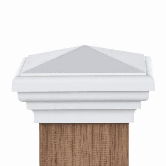 White 4x4 Post Caps for Fence Posts, Fits 3.5x3.5 to 3.75x3.75 Posts, Pyramid Top, UV Stable Polymer, 12 Pack