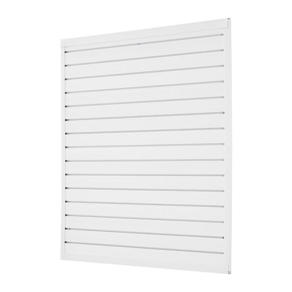 White 4x4 ft Slat Wall Panel - Durable PVC Garage Storage, Modular Slatwall Design