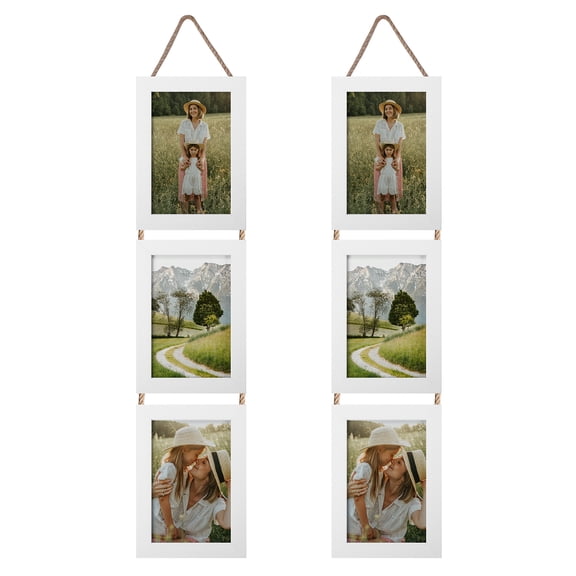 White 4x6 Picture Frame Collage Wall Hanging Photo Frames, Set of 2