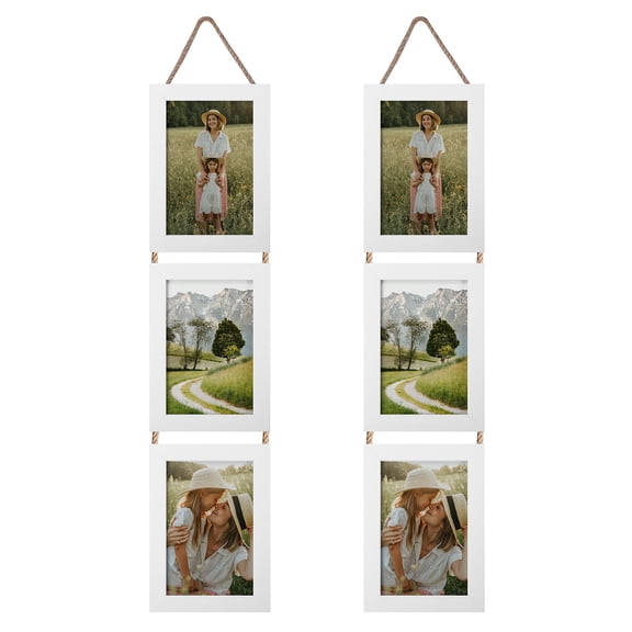 White 4x6 Picture Frame Collage Wall Hanging Photo Frames, Set of 2