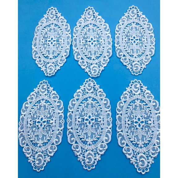 White (5-1/4" High X 2-3/4" Wide) Oval Venice Applique - 6 Pieces
