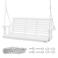 thumbnail image 1 of White 5.5 ft Wooden Porch Swing with Chains, Heavy Duty Outdoor Patio Bench Swing for Garden & Courtyard, Upgraded 880LBS Capacity - Walmart, 1 of 11