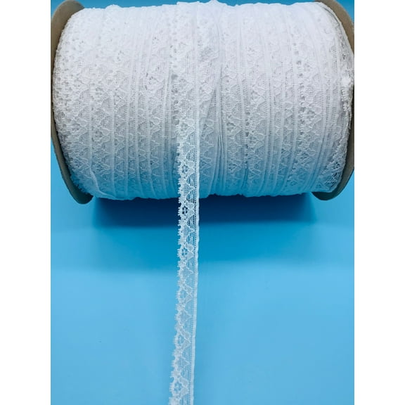 White 5/8" Stretch Dainty Lace - 18 Yards