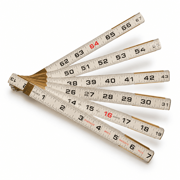 White 5/8in x 6ft Oversized Brick Mason Two Way Wood Folding Ruler