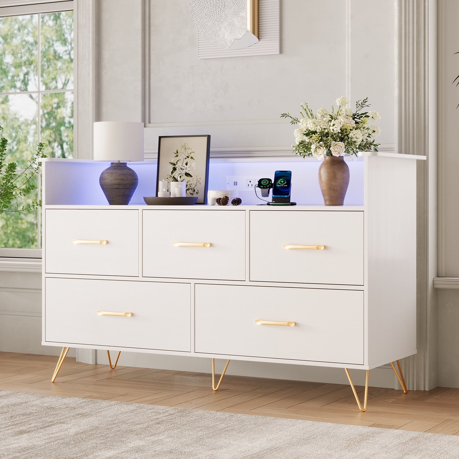 47 inch long dresser Modern 7-Tier Wooden Drawer Dresser, 47-Inch Tall with Curved Profile  Design - Bed Bath & Beyond
