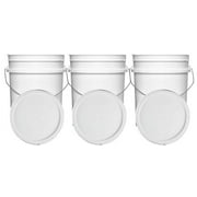 White 5 Gallon Buckets and Flat Lids Food Grade Combo 3 Pack