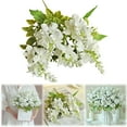 thumbnail image 1 of White 5-Head Artificial Gloriosa Bouquet - 12.59x5.51in Fake Floral Stem, Plastic Flowers for Home Decor/Wedding Centerpieces (F), 1 of 9