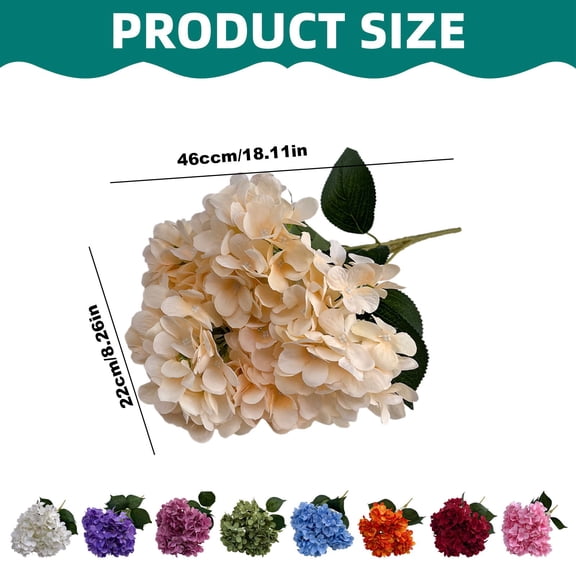 A White 5-Headed Hydrangea Hydrangea Artificial Flowers Large Artificial Hydrangeas Flowers For Home Decor Indoor Wedding Flowers Bouquets Flowers Kitchen Centerpiece Table Decorations