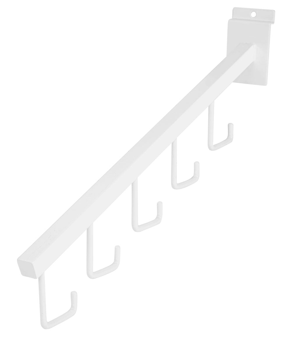 White 5-J-Hook Waterfall for Slatwall - Pack of 10
