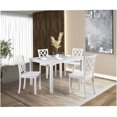thumbnail image 1 of White 5-Piece Dining Set with Diamond Pattern Chairs, Rubber Wood Table and Chairs for Dining Room, 1 of 9