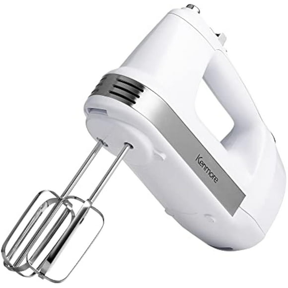 White 5-Speed Hand Mixer - Easy-Clean Design & Compact Size for Baking Essentials, Ergonomic Kitchen Tool with 2 Attachments