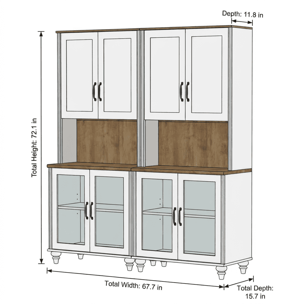 White 5-Tier Bookcase with Glass Doors and Adjustable Shelf, Large Library Wooden Bookshelves for Living Room, Office, Study Room