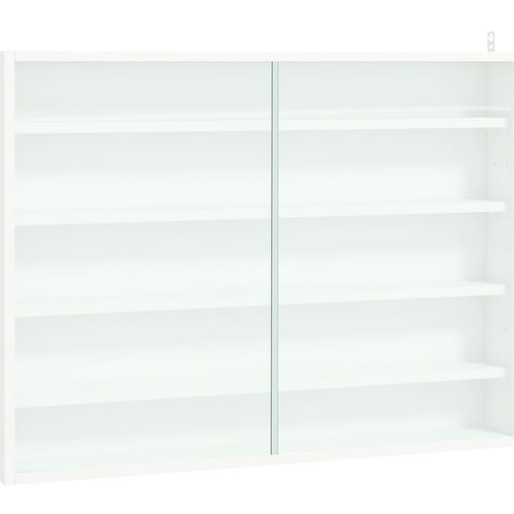 White 5-Tier Glass Display Case Wall-Mounted with Adjustable Shelves for Small Object Showcase