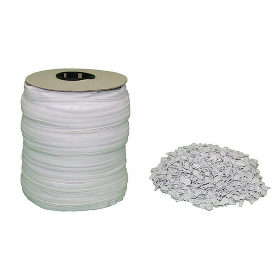 White #5 Zipper 250 Yard Roll with 200 Heads - WABRINY Heavy Duty Zippers for Sewing, Upholstery, Crafts, DIY Projects, Garment Making, and Bag Repair