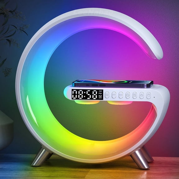 White 5-in-1 Smart Bedside Table Lamp with App Control