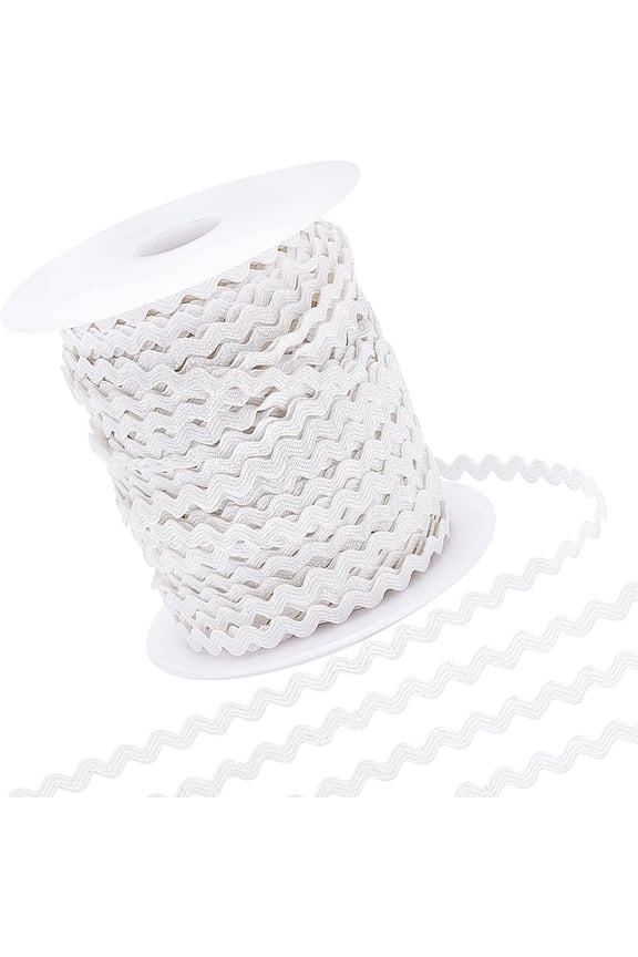 White 50Yard Rick Rack Trim Ribbon Wave Sewing Bending Fringe Trim 3.5mm for Sewing Flower Making Wedding Party Lace Ribbon Craft (White)