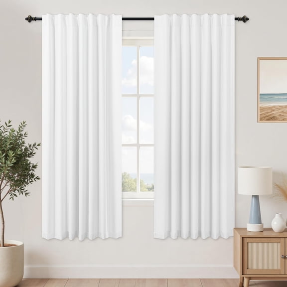 White 52"W x 63"L (Pack of 2) Blackout Curtains for Bedroom Bay Window