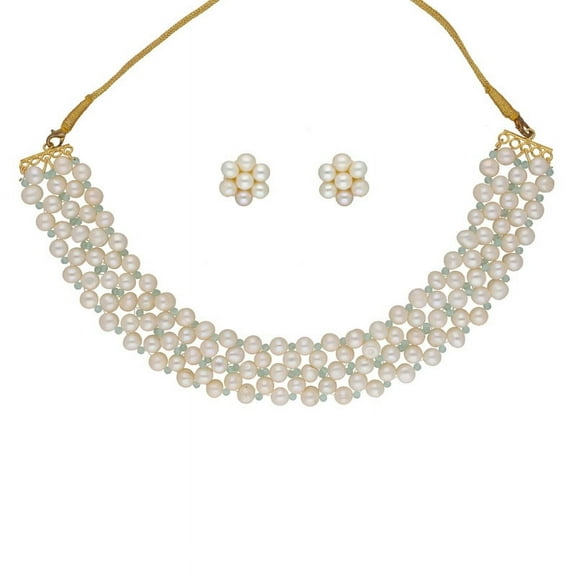 White 5mm Freshwater Pearl Choker Set Includes Earrings For Women