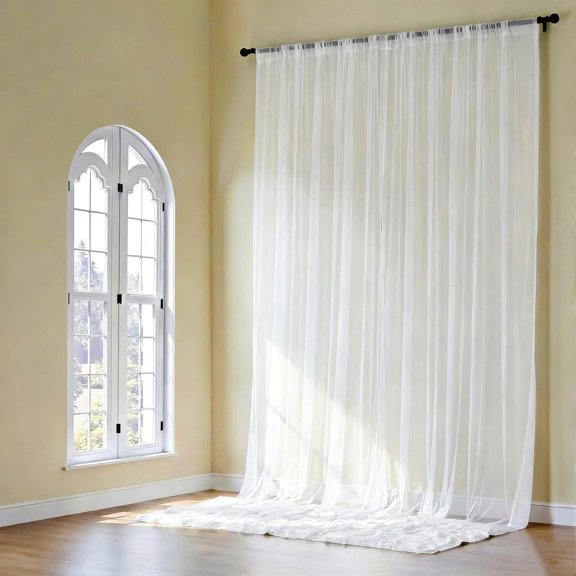 White 5x20 feet Chiffon Sheer Curtain Panel Ceiling Backdrop Drape Wedding Party Decor