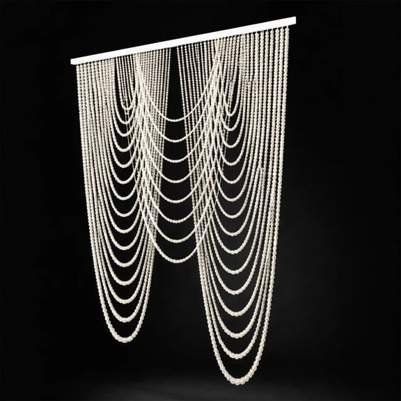 White 6.5 feet Faux Pearl Beaded Curtain Triple Swag Valance Party Decoration Supplies