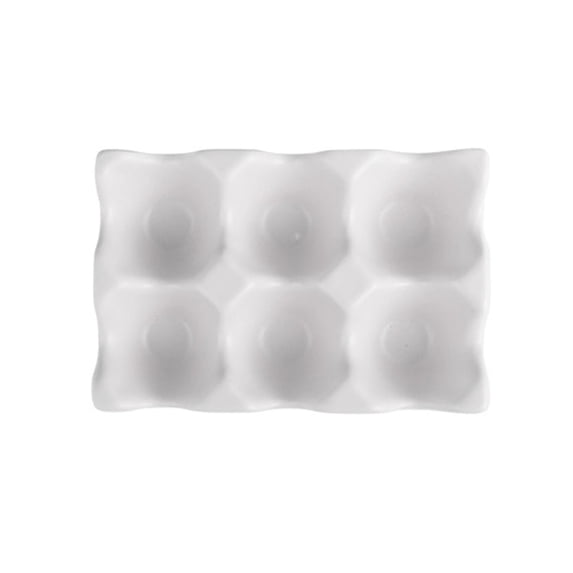 White 6-Grid Ceramic Egg Holder, Chicken Egg Storage Tray for Refrigerator and Countertop Display