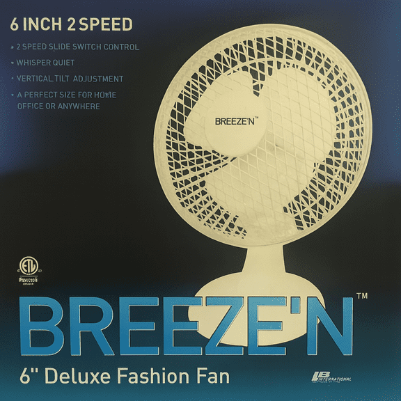 White 6 Inch, 2-Speed, Electric Tabletop / Desk Fan