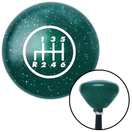 White 6 Speed Shift Pattern - 6RDL Green Retro Metal Flake Shift Knob with M16 x 1.5