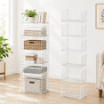 White 6-Tier Stackable Closet Organizer, Foldable Metal Storage Basket ...