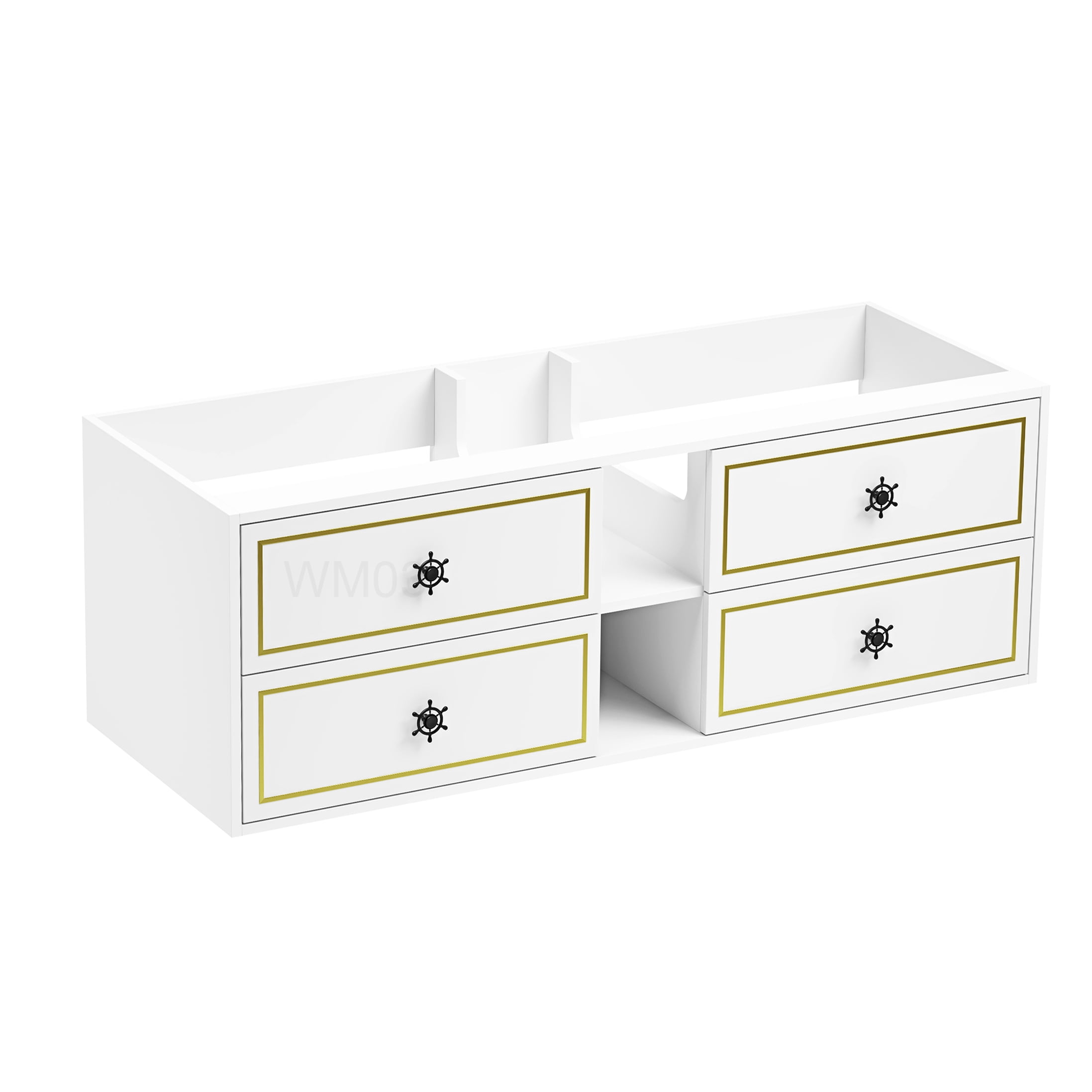 White 60" Floating Bathroom Vanity for Double Sinks, Base Cabinet with Drawers and Shelves