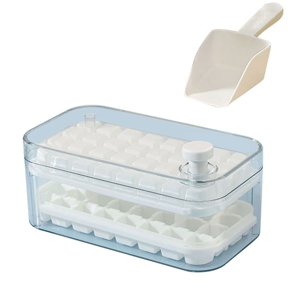 White 64 Hole Plastic Ice Cube Tray With Press Cover And Ice Box Easy Demold Ice Cube Maker For Party Supplies