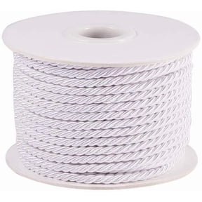 White 65 Feet Twisted Cord Rope Craft Nylon Rope 3mm 3 Strand Multipurpose Utility Cord Trim Choker Thread for Jewelry Making Knot Rosaries Upholstery Curtain Tieback Honor Cord - White