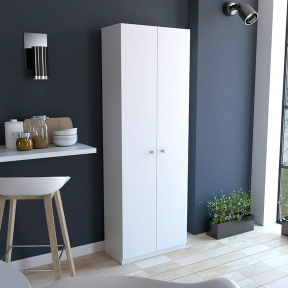 White 69.42" H Storage Cabinet - Two Doors, Five Shelves Ideal For Organizing Garage, Utility Room, Living Kitchen Easy To Install 71" Unit With Doors And Internal Room Assembly Required