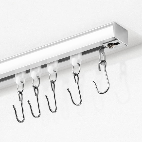 White 6ft - 9ft Curtain Track Ceiling Mount Rail Set