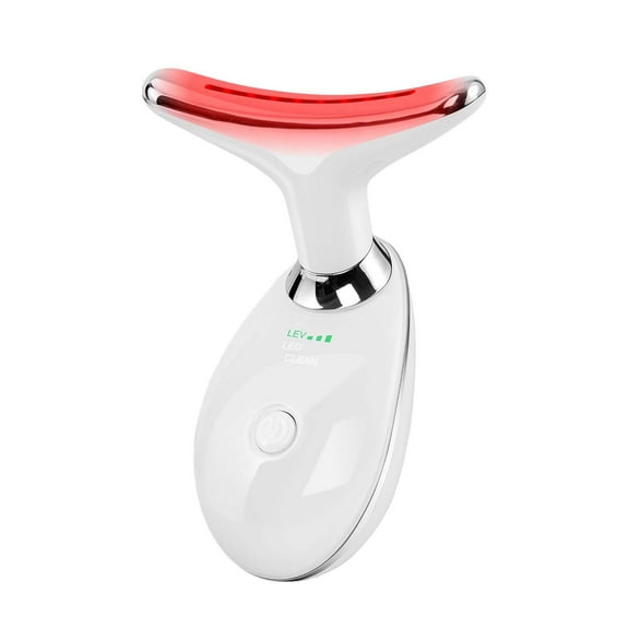 White 7 Color Led Facial Massager Wand Red Light Therapy Skin Lifting Device Neck Massager With 3 Speeds Usb Rechargeable 3.5X1.9X4.7 Inch