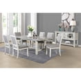 thumbnail image 1 of White 7-piece dining set, gray marble with unique hue, side stretchers - enhances table stability, 1 of 7