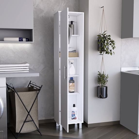 White 70" storage cabinet with ergonomic design | Ideal for any home area, for storing and protecting items | Ensures efficient use of storage space