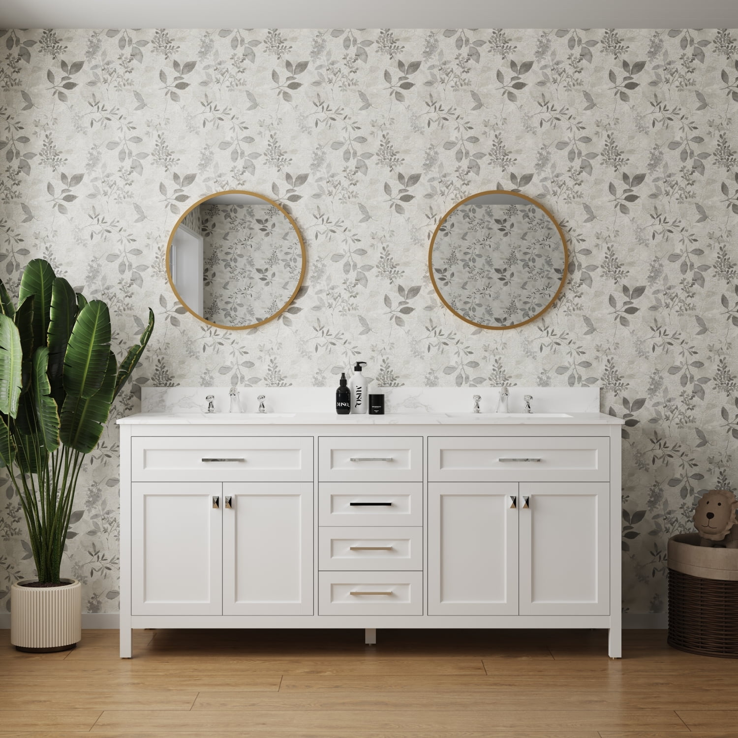 White 72inch Vanity with Sink Fully Assembled Bathroom Vanity with