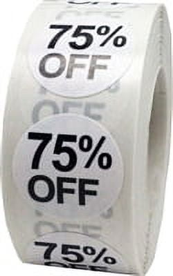 Price Sticker 75 White 75%Off Circle Stickers | 0.75
