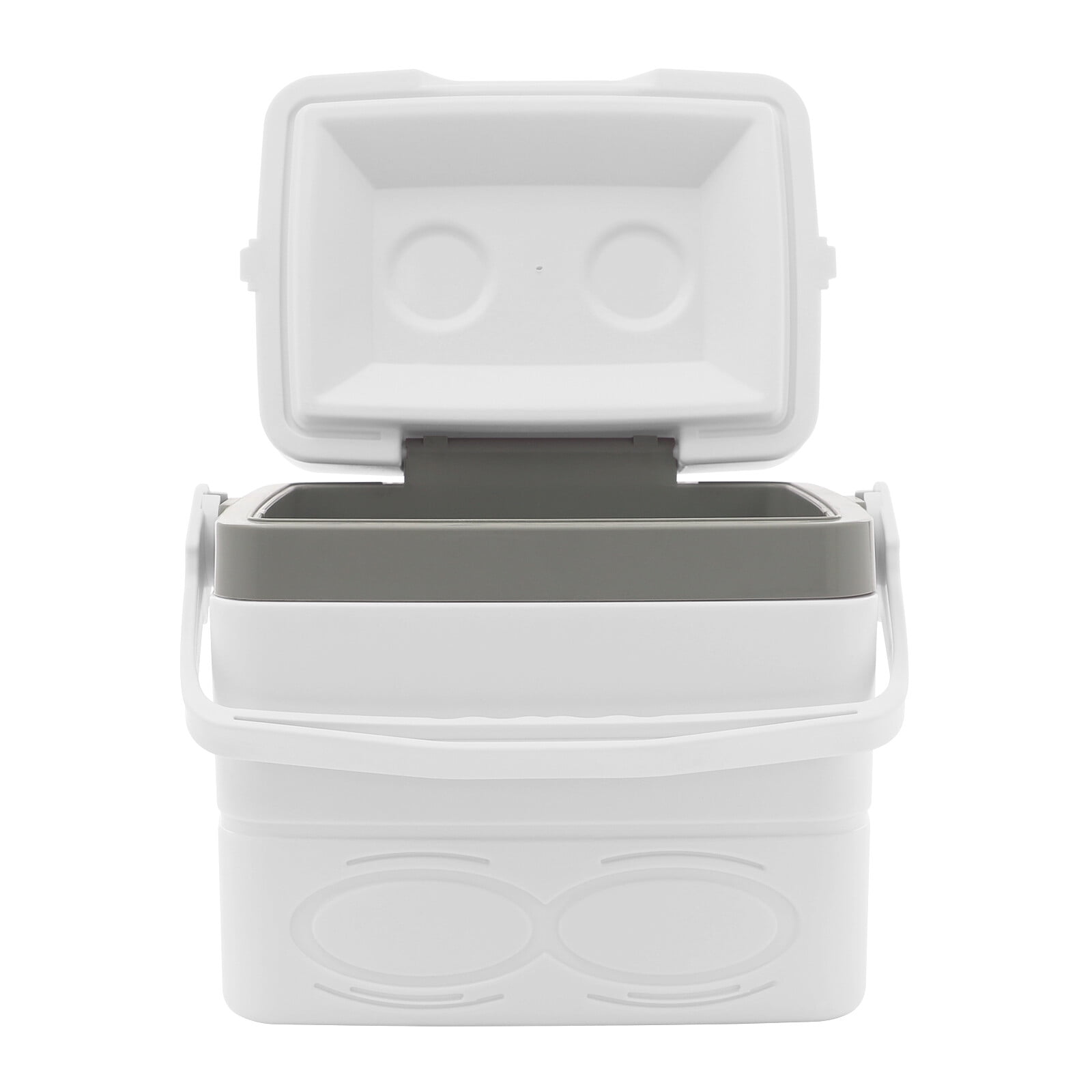 White 8.5L/2.25Gal Camping Cooler, Insulated Portable Coole with Handle & Cup Slots, Leak-Proof Hard Cooler for BBQ, Camping, Pincnic