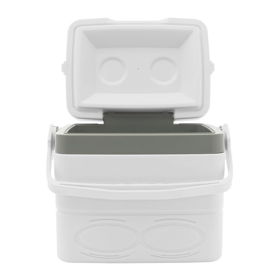 White 8.5L/2.25Gal Camping Cooler, Insulated Portable Coole with Handle & Cup Slots, Leak-Proof Hard Cooler for BBQ, Camping, Pincnic