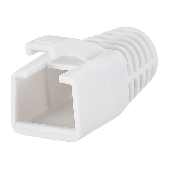White 8.5mm Hole Dia RJ45 Boots Cover Anti Dust Plastic Protector for Network Cable CAT6 CAT7 50Pcs