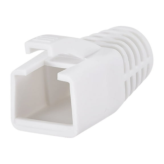 White 8.5mm Hole Dia RJ45 Boots Cover Anti Dust Plastic Protector for Network Cable CAT6 CAT7 50Pcs