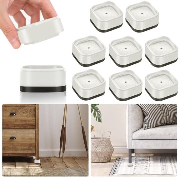 White 8 Pack Furniture Risers 1 Inch Heavy Duty Stackable Lift Blocks For Sofa Cabinet Bed Desk Chair