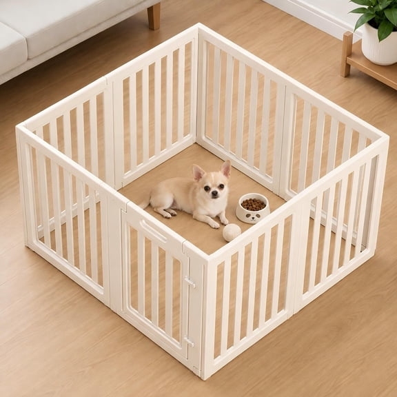 White 8 Panels 24" Pet Playpen