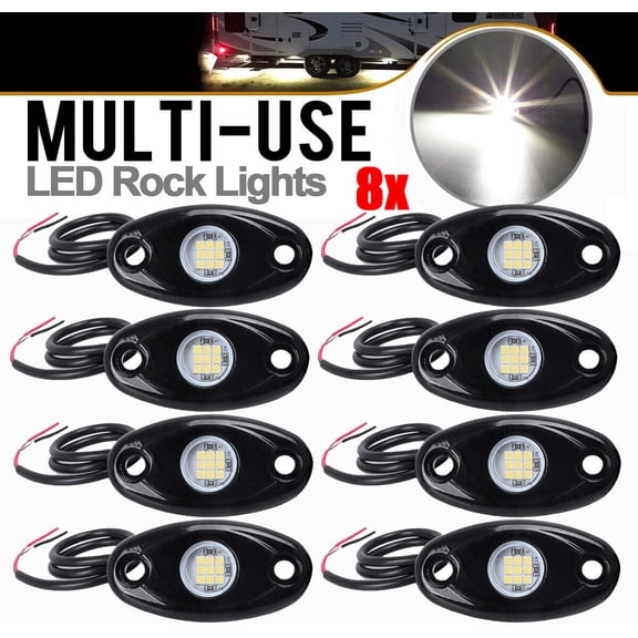 White 8 Pods CREE LED Rock Underbody Lights for JEEP Offroad Truck ATV UTV NEW
