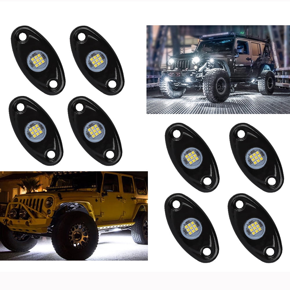 White 8 Pods LED Rock Underbody Lights for JEEP Offroad Truck ATV UTV